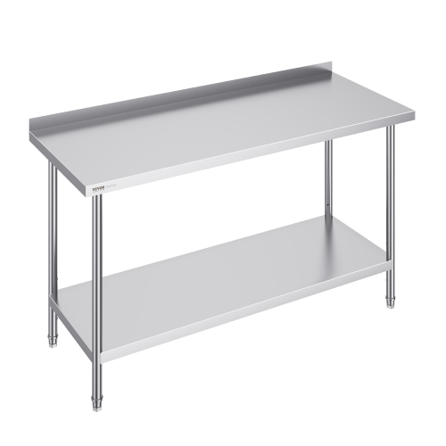 VEVOR 24 x 60 x 36 Inch Stainless Steel Work Table, Commercial Food Prep Worktable Heavy Duty Prep Worktable, Metal Work Table with Adjustable Height