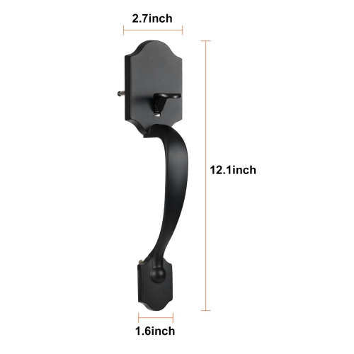 VEVOR Front Door Handle and Deadbolt Set, Matte Black Front Door Lock Set with Interior Knob, Adjustable Hole Spacing Single Cylinder Handleset, for