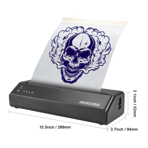 VEVOR 10Pcs Tattoo Stencil Printer, Wireless Bluetooth Tattoo Printer Transfer Stencil Machine with Transfer Paper, Compatible for iOS＆Android Phone,
