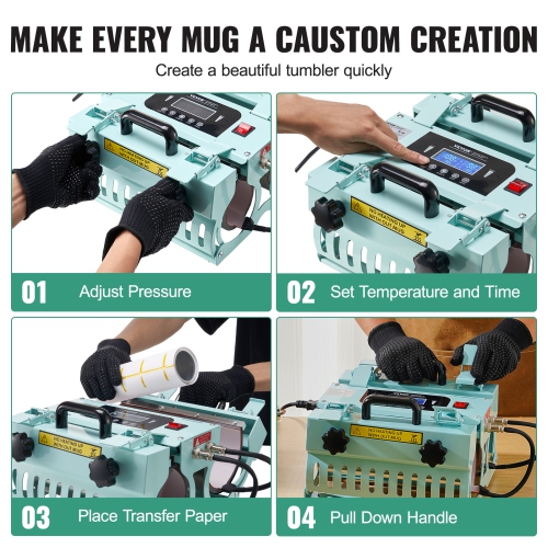 Machine à presser à chaleur des gobelets à 2 stations de VEVOR, presse-tasse à 11 30&nbsp;oz, chauffe rapidement et uniformément, presse-gobelet avec