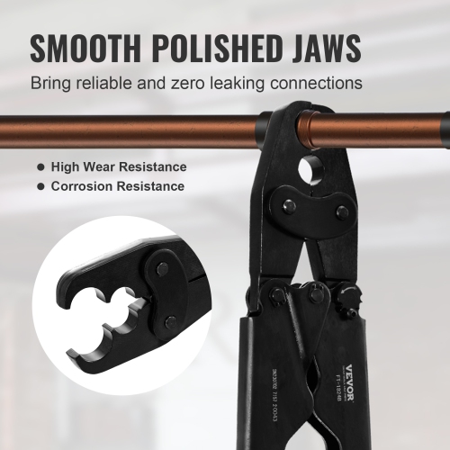 VEVOR 1/2" and 3/4" PEX Crimping Tool, Dual Head Combo PEX Crimper Tool for PEX Copper Crimp Rings, Compact Plumbing Crimp Tool with Go/No-Go Gauge,