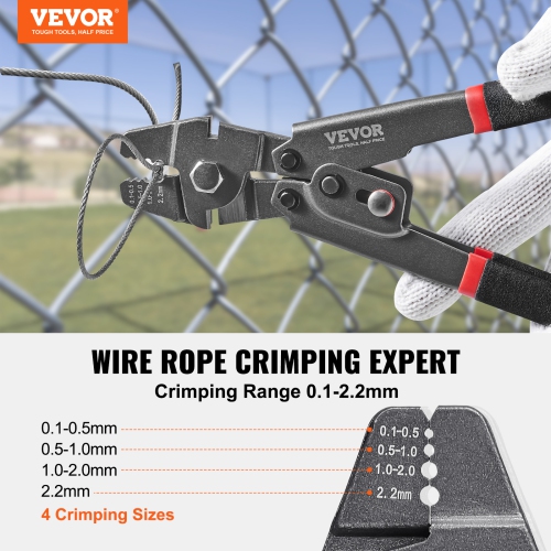 VEVOR 2.2mm Wire Rope Crimping Tool and Cutter, Wire Cable Crimps, 1/64" - 3/32" Crimping Loop Sleeve Kit and 160pcs Aluminum Buckles, Fishing