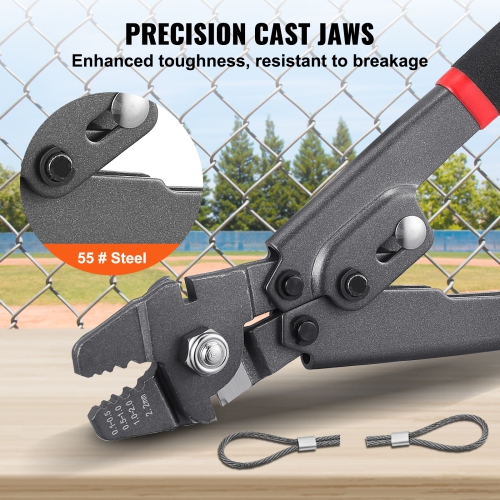 VEVOR 2.2mm Wire Rope Crimping Tool and Cutter, Wire Cable Crimps, 1/64" - 3/32" Crimping Loop Sleeve Kit and 160pcs Aluminum Buckles, Fishing