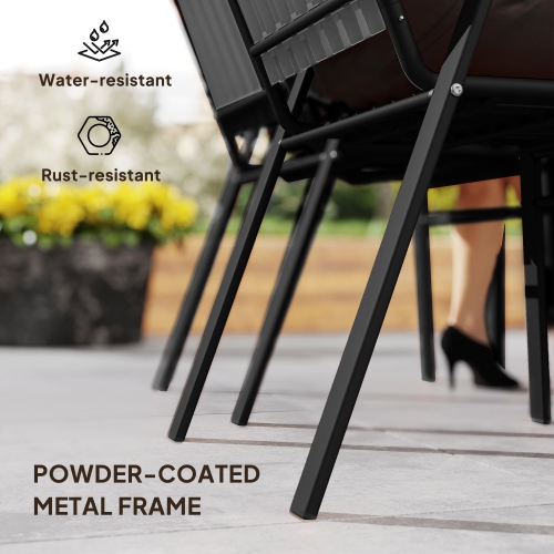 Outsunny Outdoor Dining Chairs Set of 4, Metal Chairs Stackable 17" Seat Height with High Backrest and Armrest, for Patio, Balcony, Deck, Garden,