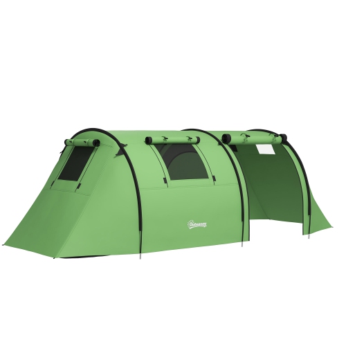 OUTSUNNY  3-4 Person Camping Tent, Large Family Tent w Bedroom And Living Room, 3000MM Waterproof, Portable w Bag for Fishing Hiking Festival, Dark