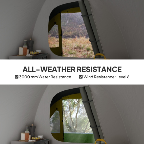 Outsunny 4 Person Camping Tent, Easy Set Up Dome Tent Family Tent, 3000mm Waterproof Tents for Camping with Porch and Bedroom Sewn-in Groundsheet for