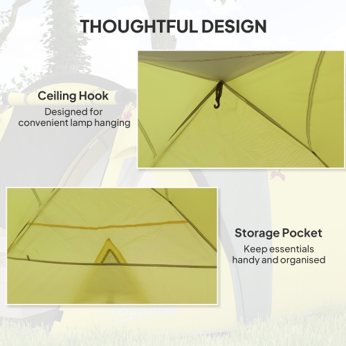 Outsunny 4 Person Camping Tent, Easy Set Up Dome Tent Family Tent, 3000mm Waterproof Tents for Camping with Porch and Bedroom Sewn-in Groundsheet for