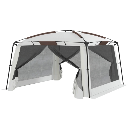 Image 1 de 9.. Tente à moustiquaire Outsunny 12 x 12&nbsp;pi, abri à moustiquaire UV50+ avec 2 portes, abri de camping avec sac de transport et piquets,