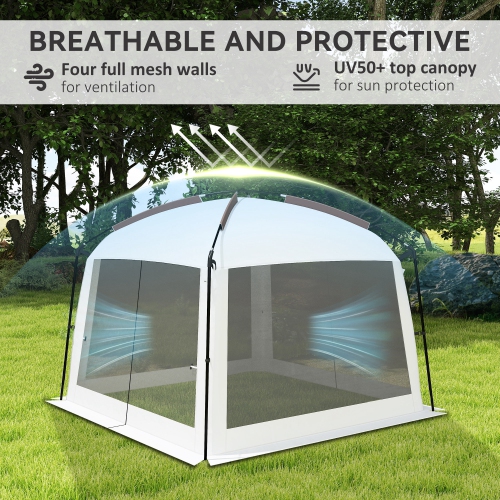 Tente à moustiquaire Outsunny 10 x 10 pi, abri à moustiquaire UV50+ avec 2 portes, abri de camping avec sac de transport et piquets,