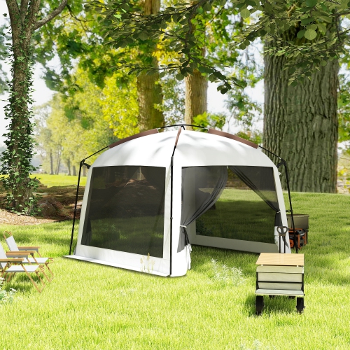 Tente à moustiquaire Outsunny 10 x 10 pi, abri à moustiquaire UV50+ avec 2 portes, abri de camping avec sac de transport et piquets,