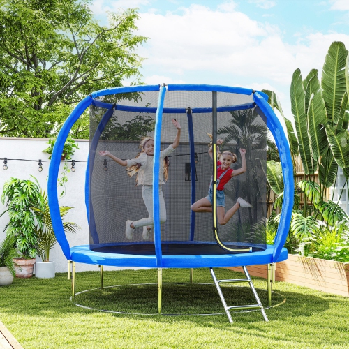 Soozier 8ft Trampoline Outdoor, ASTM Certified Recreational Trampoline Rebounder with Galvanized Circular Base, Enclosure Net, Ladder and Safety