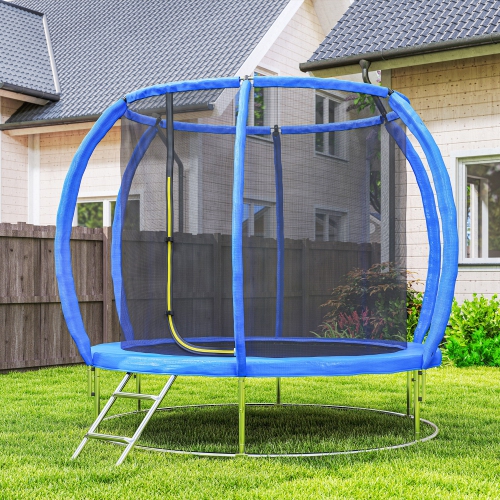 Soozier 8ft Trampoline Outdoor, ASTM Certified Recreational Trampoline Rebounder with Galvanized Circular Base, Enclosure Net, Ladder and Safety