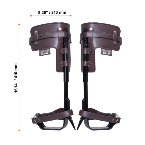 VEVOR 1 Pair Alloy Steel Climbing Spurs, 350lbs Load Capacity Tree Climbing Gear with Straps and Spike Protectors, Arborist Equipment for Climbers,