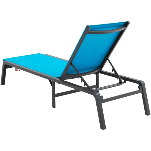 VEVOR 5-Position Chaise Lounge Chair Outdoor, Aluminum Patio Lounge Chair, Folding Pool Lounge Chair Recliner and Full Flat Tanning Chair for Patio,