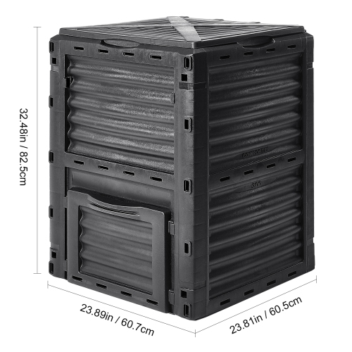 VEVOR 80 Gal Garden Compost Bin, BPA Free Composter, Large Capacity Outdoor Composting Bin with Top Lid and Bottom Door, Easy Assembling,