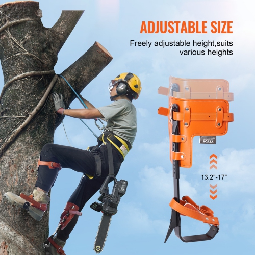 VEVOR 1 Pair Alloy Steel Climbing Spurs, 350lbs Load Capacity Tree Climbing Gear with Straps and Spike Protectors, Arborist Equipment for Climbers,