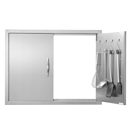 Porte d'accès pour barbecue VEVOR 31&nbsp;W x 24&nbsp;po, double porte de cuisine extérieure, porte encastrée en acier inoxydable, porte verticale