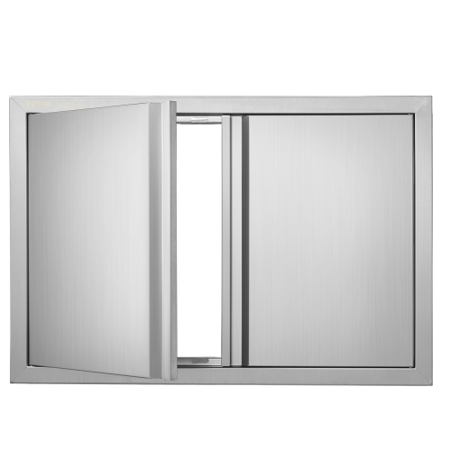 VEVOR  30W X 21H Inch Bbq Access Door, Double Outdoor Kitchen Door, Stainless Steel Flush Mount Door, Wall Vertical Door w Recessed Handles, For