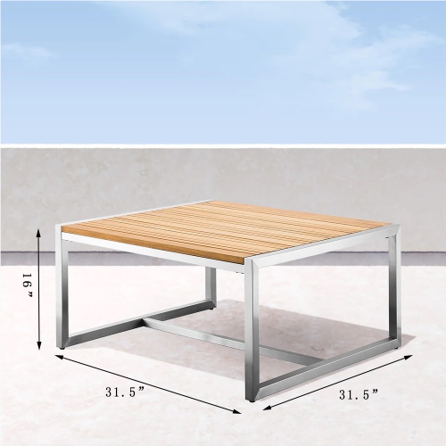 Krikacy Stainless Steel & Teak Top Outdoor end Table,All-weather furniture