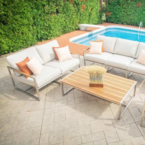 Krikacy Stainless Steel & Teak Top Outdoor end Table,All-weather furniture