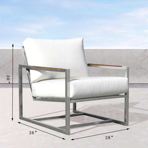 Krikacy Stainless Steel Teak Outdoor Hanging Chair with Thick Cushion for Patio, Backyard, White