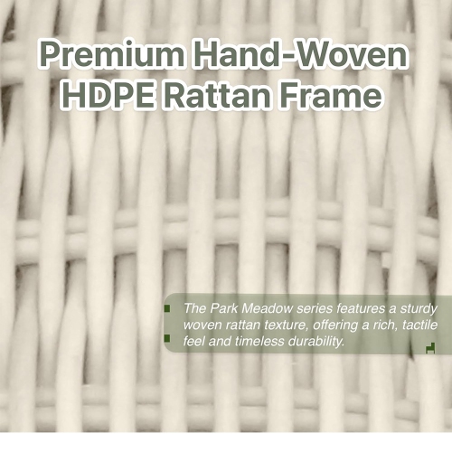 Krikacy Ottoman with Cushioned Footrest, All-Weather Handwoven Rattan Furniture, Beige