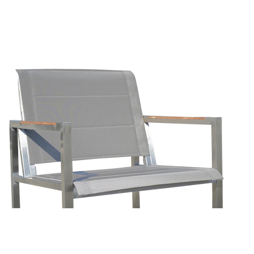 Krikacy Stainless Steel Teak Outdoor Hanging Chair, All Weather Furniture, Modern, Silver