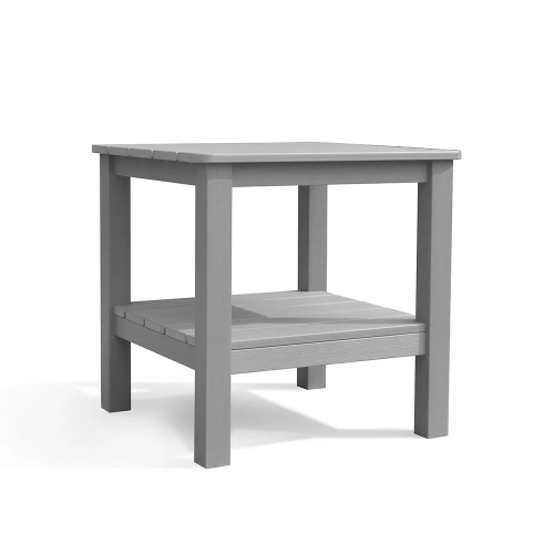 Krikacy Adirondack end table, two-tier HIPS all-weather outdoor side table,grey