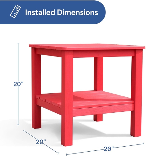 Krikacy Adirondack end table, two-tier HIPS all-weather outdoor side table,grey