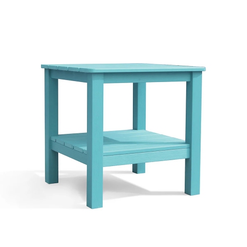 KRIKACY  Adirondack End Table, Two-Tier Hips All-Weather Outdoor Side Table, Teal