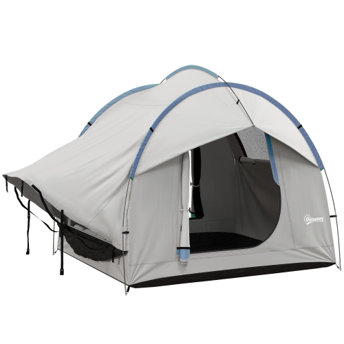 Image 1 de 9.. Tente de VUS Outsunny, tente de voiture étanche 2000&nbsp;mm avec 3 portes et fenêtre en filet, pour 5-6&nbsp;personnes camping extérieur, gris et