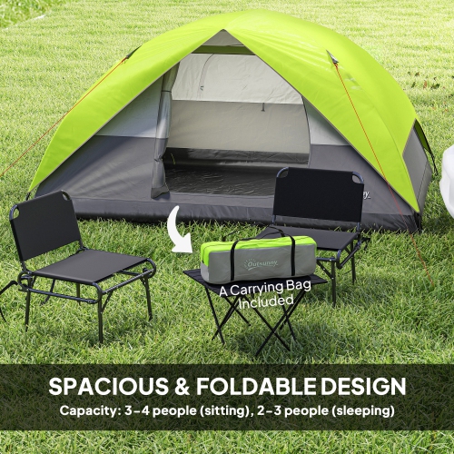 Outsunny 3-4 Person Camping Tent, Easy Set Up Dome Family Tent, 3000 mm Waterproof w/ Mesh Window, Hook, Storage Pockets, Electrical Cable Access for