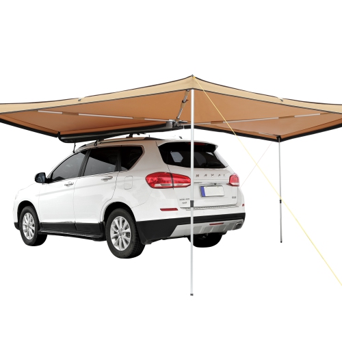 Image 1 de 9.. VEVOR 270 Degree Vehicle Awning, 8.2' Height Retractable Car Side Awning, PU3000mm UV50+ Car Awning with Waterproof Storage Bag, Suitable for Truck,