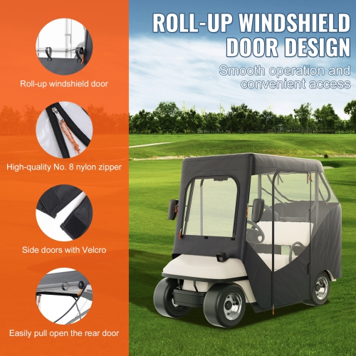 VEVOR 600D Polyester,Golf Cart Enclosure, Driving Enclosure with 4-Sided Transparent Windows, 2 Passenger Club Car Covers Universal Fits for Most