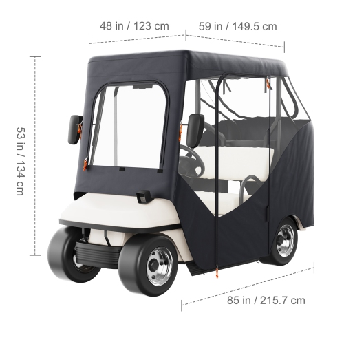 VEVOR 600D Polyester,Golf Cart Enclosure, Driving Enclosure with 4-Sided Transparent Windows, 2 Passenger Club Car Covers Universal Fits for Most