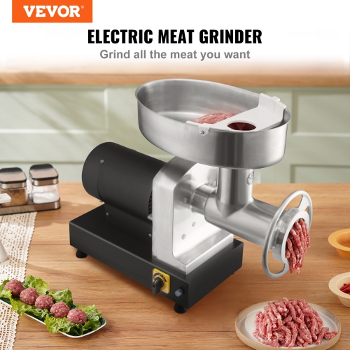VEVOR 992 Lb/H Capacity Electric Meat Grinder, 1100W Carbon Steel Industrial Meat Mincer with 2 Blade, 3 Grinding Plates, Sausage Maker & Kubbe Kit ,