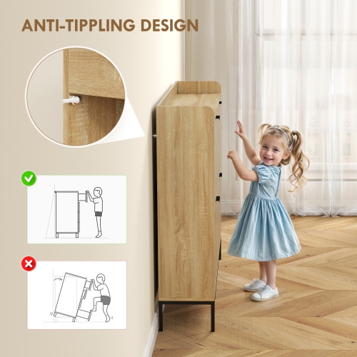 HOMCOM Narrow Shoe Cabinet with 4 Flip Drawers and Adjustable Shelves, Slim Shoe Rack Cabinet for Entryway, Hallway, Holds 16 Pairs, Oak