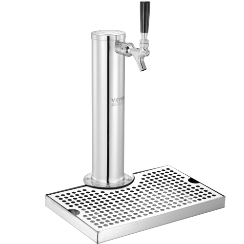 VEVOR CGA320 Regulator Kegerator Tower Kit, Single Tap Beer Conversion Kit, Stainless Steel Keg Beer Tower Dispenser with D-System Keg Coupler, Beer