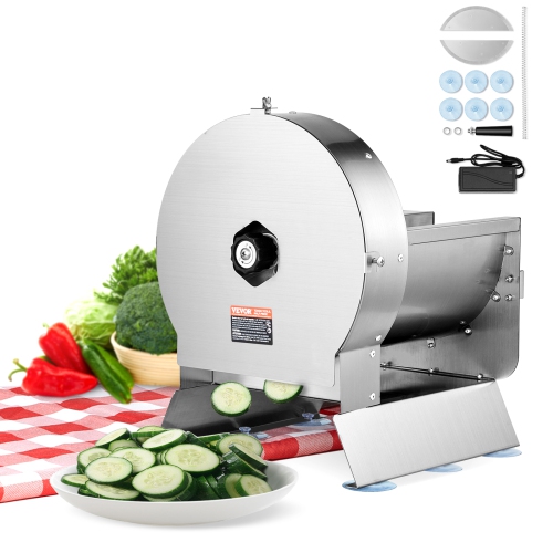 VEVOR 0-0.5"/0-12mm Thickness Electric Vegetable Slicer, Adjustable Commercial Slicer Machine, Convertible to Manual, Stainless Steel Food Cutter