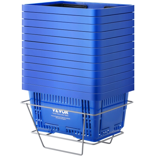 VEVOR  16.73 X 11.61 X 8.86 Inch Shopping Basket, Set Of 12, 24L Durable Plastic Grocery Basket \w Handle And Stand, Portable Shop Basket Bulk Used