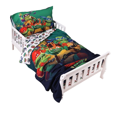 EXPRESSIONS  Teenage Mutant Ninja Turtles 3-Piece Toddler Bedding Sheet Set for Kids - Comforter, Fitted Sheet & Pillowcase