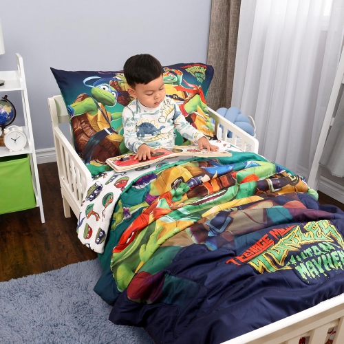 Teenage Mutant Ninja Turtles 3-Piece Toddler Bedding Sheet Set for Kids - Comforter, Fitted Sheet & Pillowcase