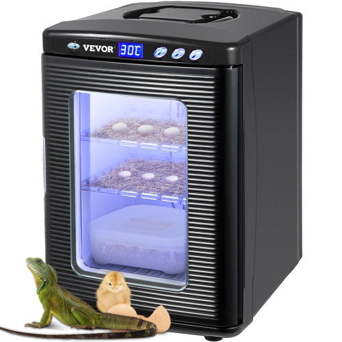Image 1 de 9.. Incubateur d'oeufs VEVOR et incubateur 25&nbsp;L d'oeufs de reptile noir 5-42&nbsp;°C Scientific Hatcher Heating LED lumineux pour petits animaux