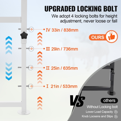 VEVOR 51x23 inch Goat & Sheep Stand, Livestock Stand, Metal Livestock Milking and Shearing Stand 21" to 33" Adjustable Height, with Headpiece and