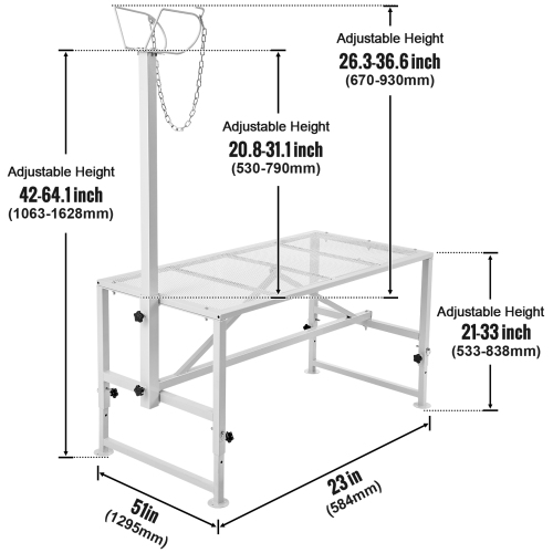 VEVOR 51x23 inch Goat & Sheep Stand, Livestock Stand, Metal Livestock Milking and Shearing Stand 21" to 33" Adjustable Height, with Headpiece and