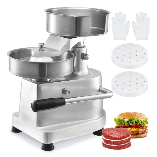 VEVOR  150Mm/6Inch Commercial Burger Patty Maker, Heavy Duty Food-Grade Stainless Steel Bowl Burger Press Machine, Kitchen Meat Forming Processor w