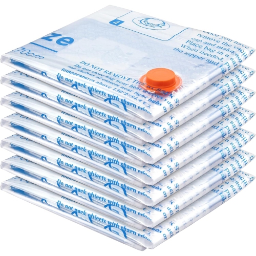Image 1 of 5.. MEIQIHOME Vacuum Storage Bags, 7 Jumbo Space Saver Sealer Bags, Airtight Compression Bags for Clothes, Pillows, Comforters, Blankets, Bedding