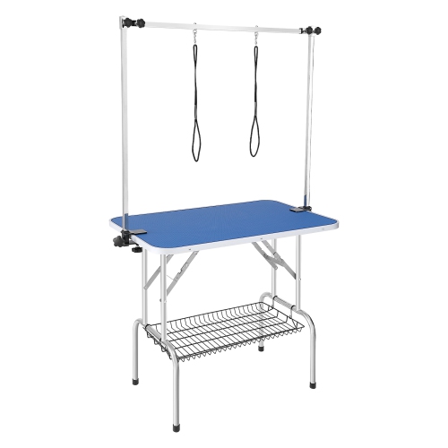 Image 1 de 9.. VEVOR 36''x24'' Pet Grooming Table Two Arms with Clamp, Foldable Pets Grooming Stand for Medium and Small Dogs, Free No Sit Haunch Holder with