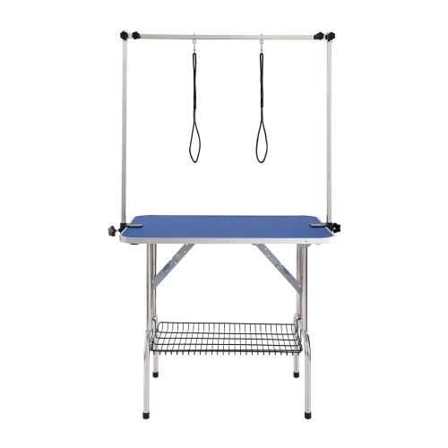 VEVOR 36''x24'' Pet Grooming Table Two Arms with Clamp, Foldable Pets Grooming Stand for Medium and Small Dogs, Free No Sit Haunch Holder with