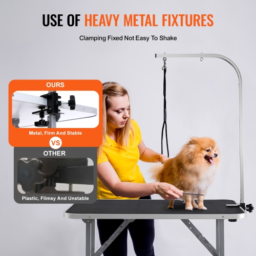 VEVOR 36''x24'' Pet Grooming Table Arm with Clamp, Foldable Pets Grooming Stand for Medium and Small Dogs, Free No Sit Haunch Holder with Grooming